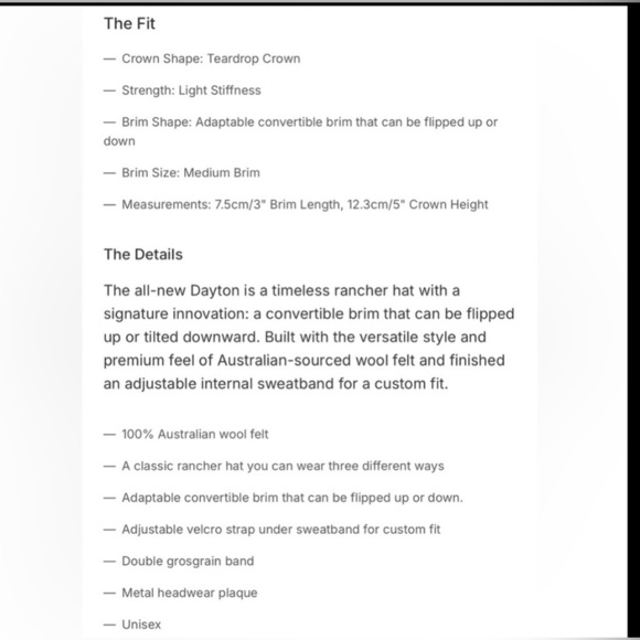 Brixton Dayton Convertabrim Rancher,100% wool felt Hat,adjustable headband - Picture 10 of 11